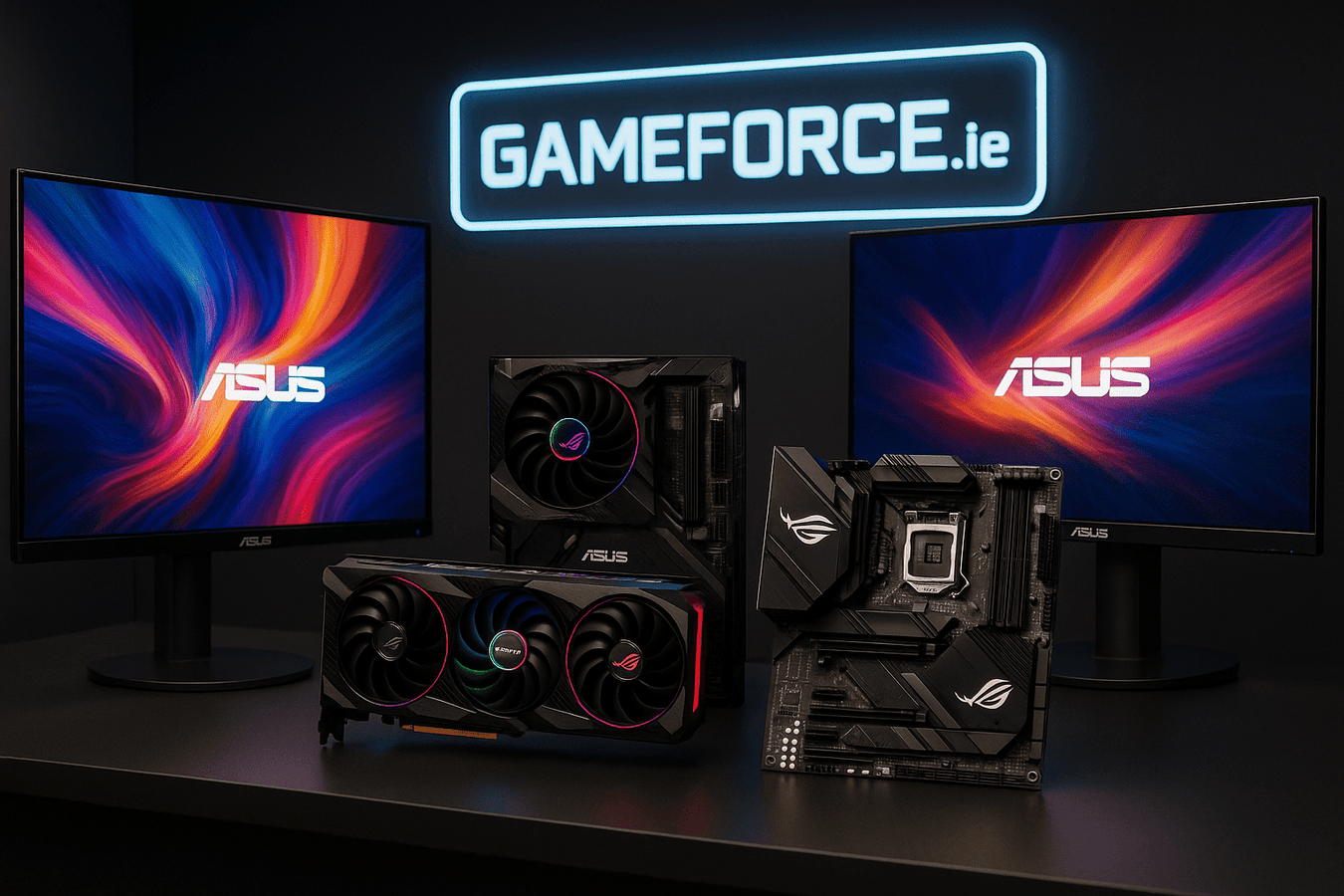 Asus Motherboards , Graphics Cards and Monitors with Official Manufacturers Warranty Available from Ireland PC Component Online Store Gameforce.ie