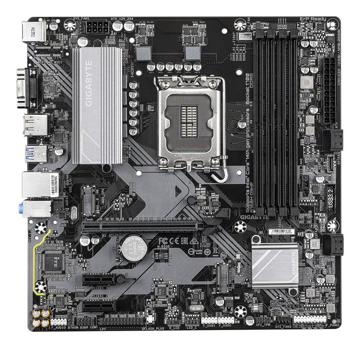 GIGABYTE B760M D3HP Motherboard - Intel Core 14th Gen CPUs, 4+1+1 Phases VRM, up to 5600MHz DDR5, 2xPCIe 4.0 M.2, GbE LAN, USB 3.2 Gen 1