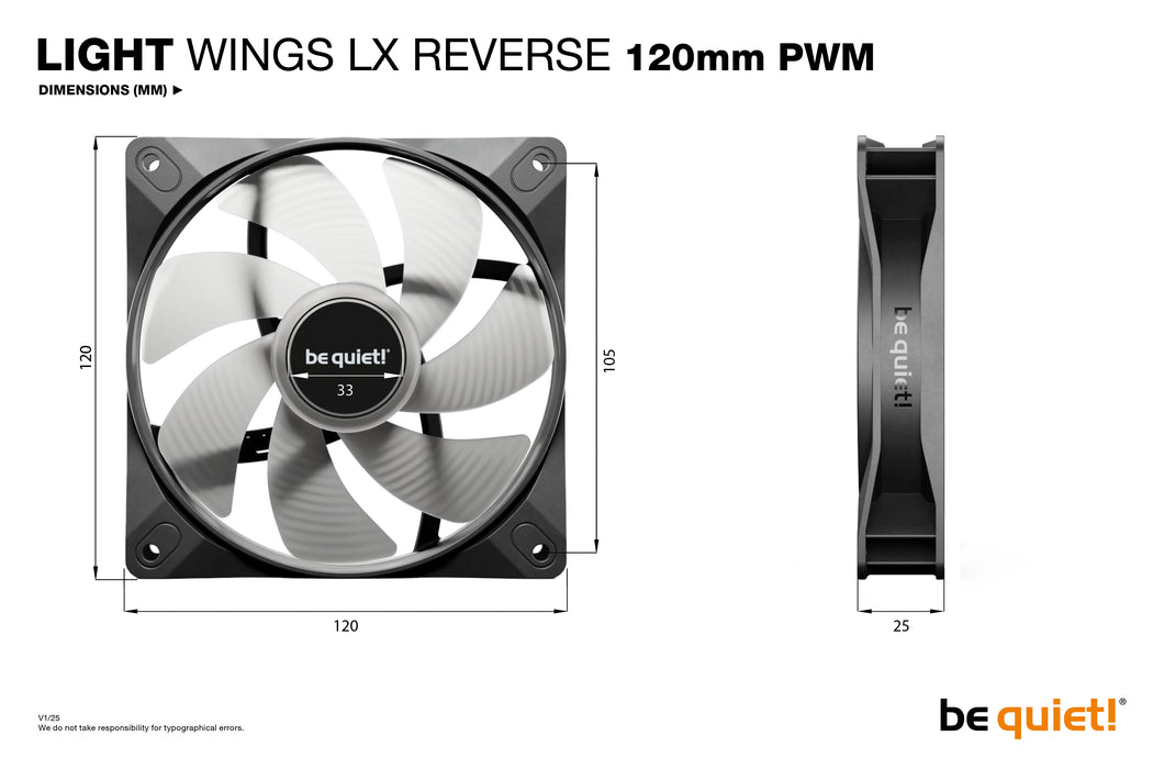 be quiet! Light Wings LX 120 mm PWM Reverse Black