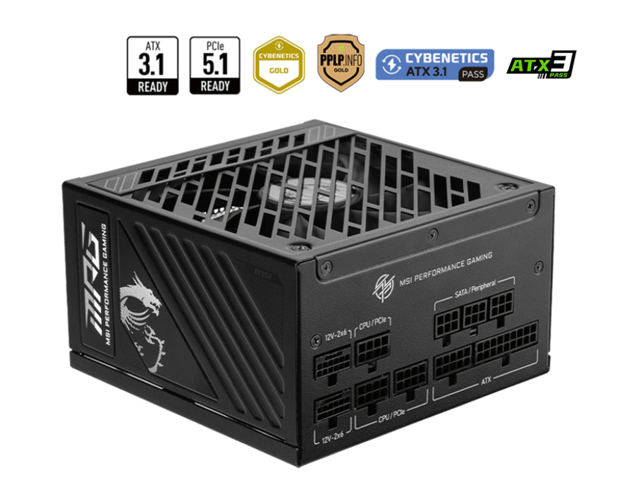 MSI MPG A1250GS PCIE5 power supply unit 1250 W 20+4 pin ATX ATX Black