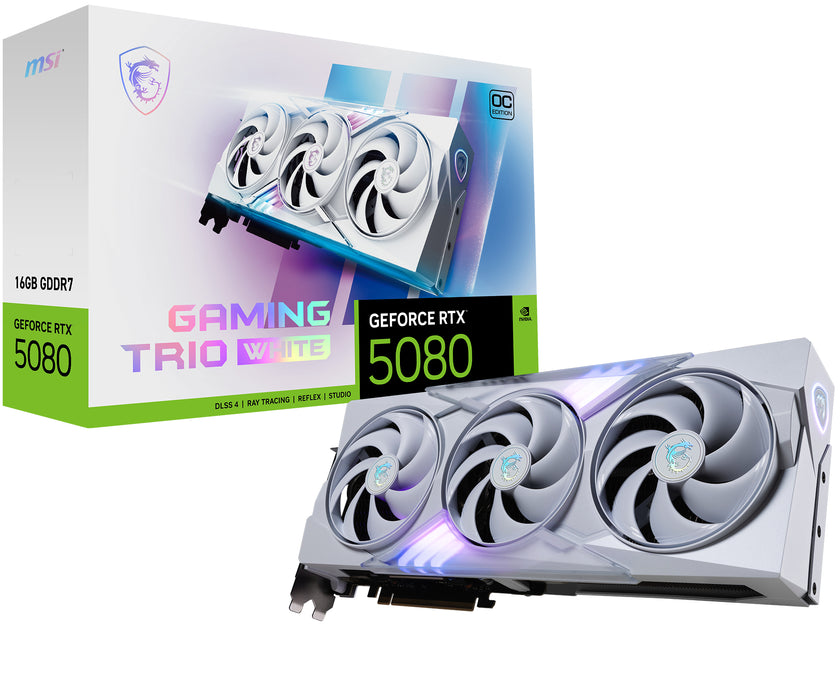 MSI GAMING GEFORCE RTX 5080 16G TRIO OC WHITE graphics card
