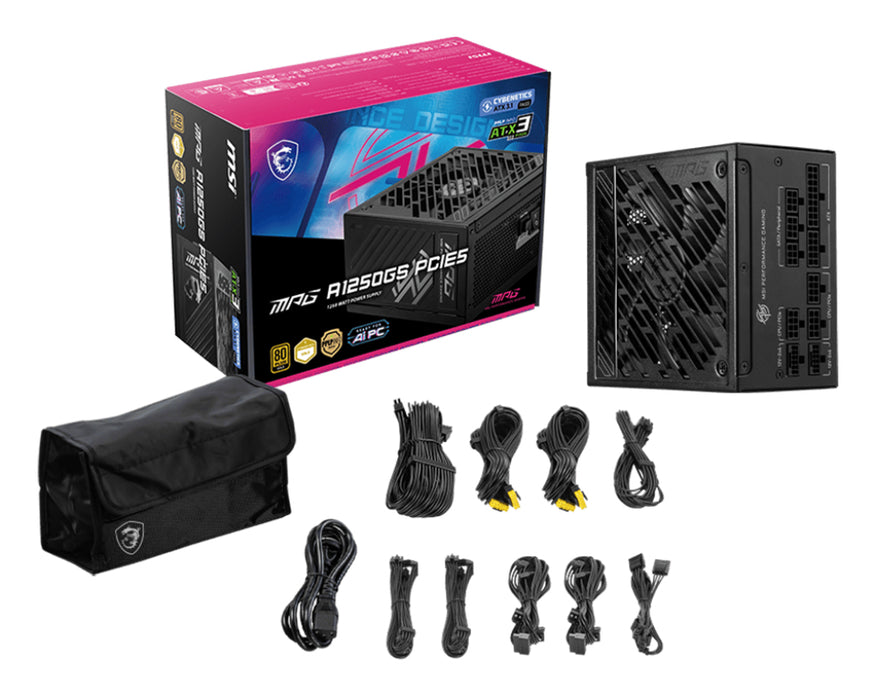 MSI MPG A1250GS PCIE5 power supply unit 1250 W 20+4 pin ATX ATX Black