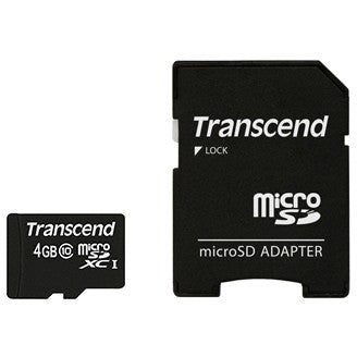 Transcend microSDXC/SDHC Class 10 4GB with Adapter