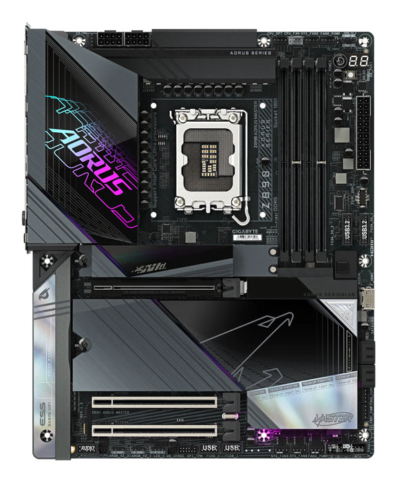 GIGABYTE Z890 AORUS MASTER Motherboard - Supports Intel Core Ultra (Series 2) CPUs, 18+1+2 phases VRM, up to 9500MHz DDR5 (OC), 2xPCIe 5.0 + 3xPCIe 4.0, Wi-Fi 7, 10GbE LAN, Thunderbolt 4