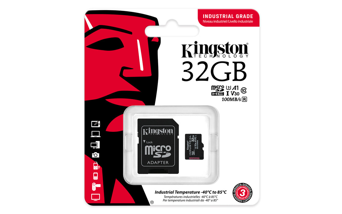 Kingston Technology 32GB microSDHC Industrial C10 A1 pSLC Card + SD Adapter