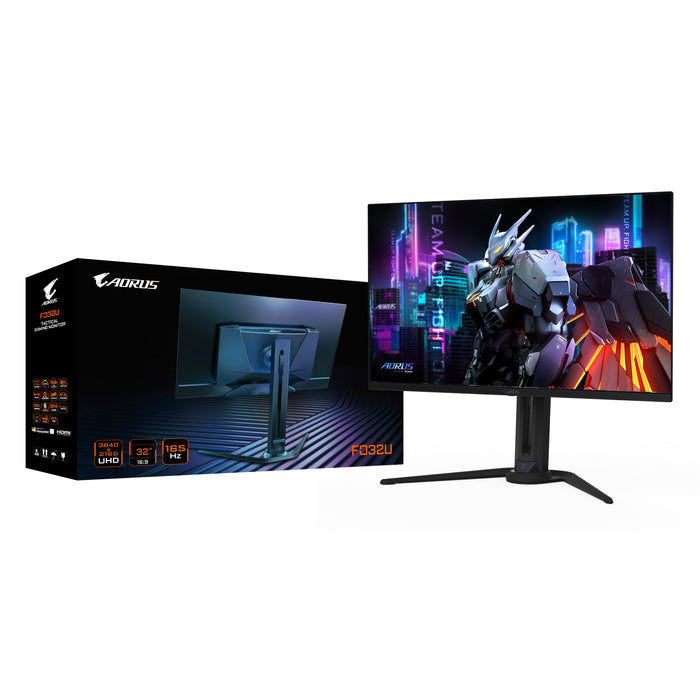 GIGABYTE AORUS FO32U 31.5” UHD Gaming Monitor - 3840 x 2160 (UHD), 165Hz, 0.03ms, 250 cd/m2, FreeSync Premium Pro, DisplayHDR True Black 400, HDMI 2.1, Displayport 1.4