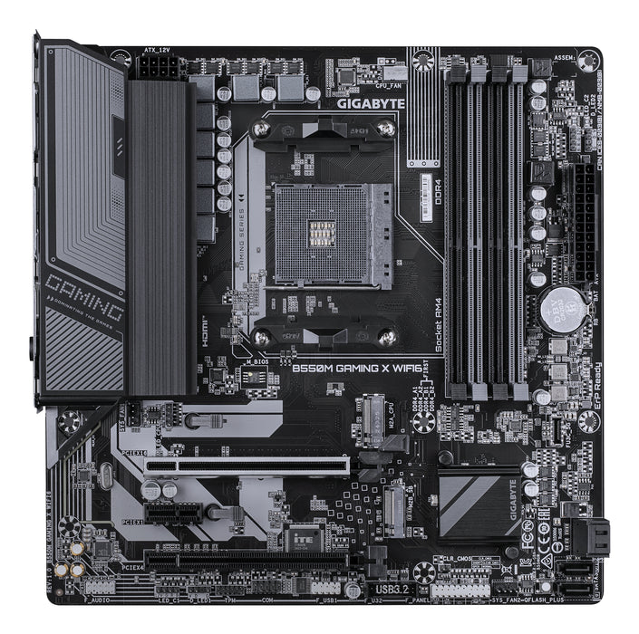 GIGABYTE B550M GAMING X WIFI6 Motherboard - AMD Ryzen 5000 CPUs, 5+3 Phases VRM, up to 3200MHz DDR4, 1xPCIe 4.0 + 1xPCIe 3.0 M.2, Wi-Fi 6, 1GbE LAN, USB 3.2 Gen 1